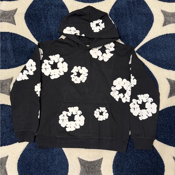 Denim Tears The Cotton Wreath Black Pullover Hoodie Men’s Size Large - Picture 1 of 4